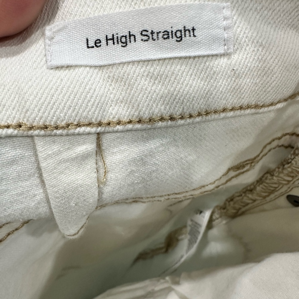 Frame Le High High-Rise Straight-Leg Jeans - Dual Color Cream/White - Size 27 - Picture 10 of 11